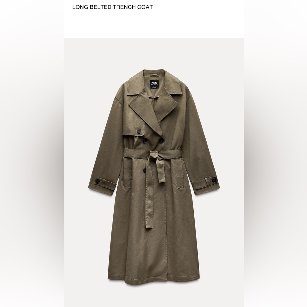 Zara Long Belted Trench Coat Medium